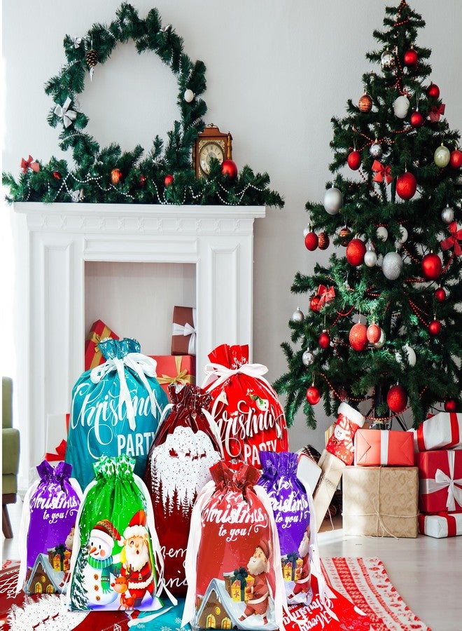 Yunaeduo Drawstring Christmas Gift Bags -30PCS Christmas Bags Assorted Sizes for Presents - Plastic Wrapping Bags Bulk - Xmas Gift Bags, 6 Designs Large/Medium/Small Sizes - Image 5